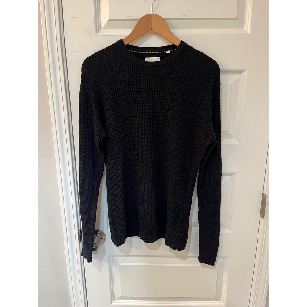 Billy Reid Mens Navy Blue Waffle Knit Cotton Cashmere Sweater Made in Italy M